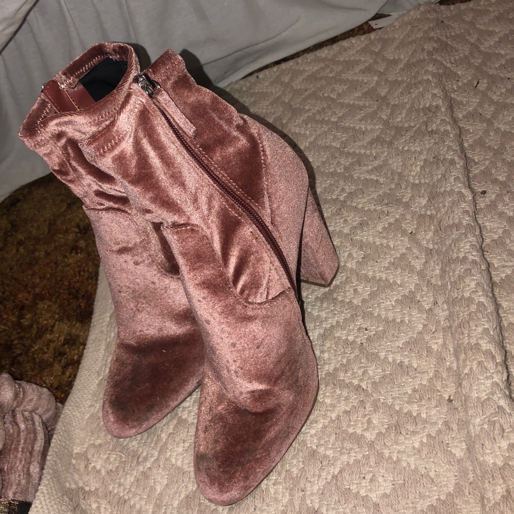 Steve Madden pink velvet booties